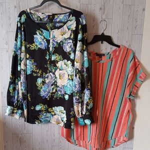 Floral and Striped Women's Tops Size 2X/XXL Lot of 2